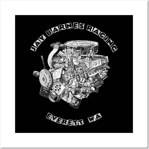 Jay Barnes Racing Retro Automotive Engine Machine Shop V8 Wall Art by The Dirty Gringo